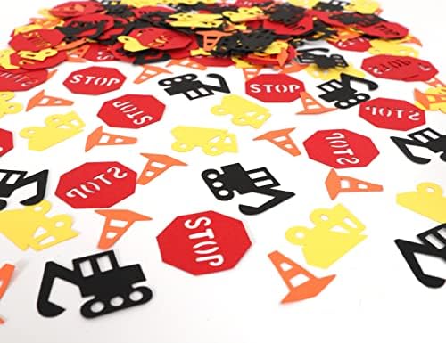 200 peças Construction Confetti para decoração de 1º aniversário - tema de caminhão para festas infantis, obstáculo, guindaste