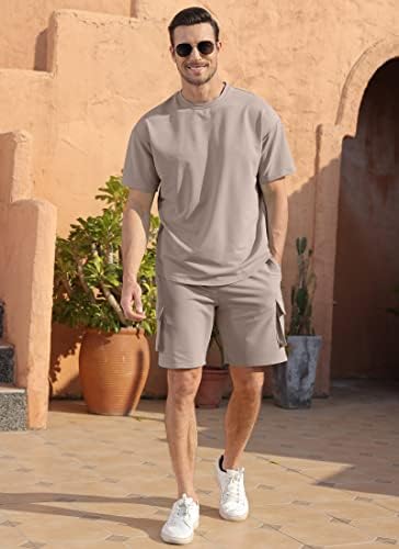 Yawyews masculina roupas de 2 peças casuais shorts de cargo de traje de verão