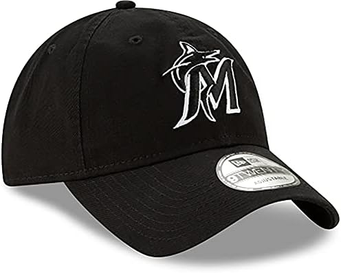 Nova era Miami Marlins Black White Core Classic 9Twenty Strapback Hat Strapback