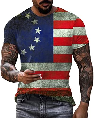 Soldado Ubst Manga curta para homens American Bandle American T-shirt Retro Patriótico Muscle Workout Athletics 4