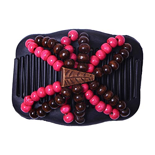 Lovef 3 PCs Mulheres Magic Hair Combs Wood Wood Stretch Double Side Combs Clips