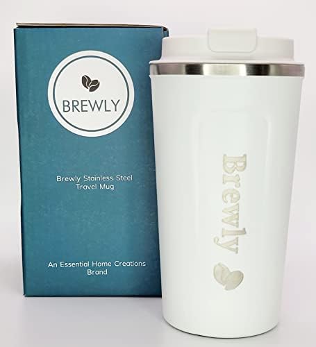 Brewly 17 oz aço inoxidável a vácuo copo isolado - tampa à prova de derramamentos de caneca de viagem de café - Ótimo para café ou