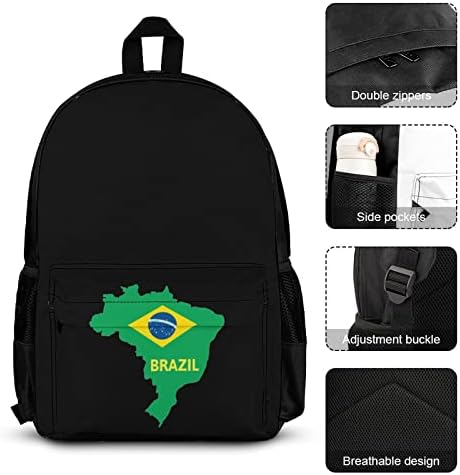 Mochilas de bandeira do mapa Brasil Conjuntos de mochilas para viagens escolares Daypack Prints Bookbag com lancheira e caixa