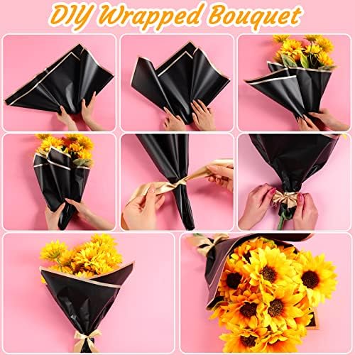 Yahenda 420 Flor Flower Paptle Flower Bouquet Lençóis de papel com borda dourada de papel de embrulho de estilo coreano para pacote