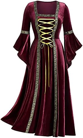 Vestido medieval vestido renascentista traje de vestido longo vitoriano manga de manga vintage maxi vestido de cosplay irlandês