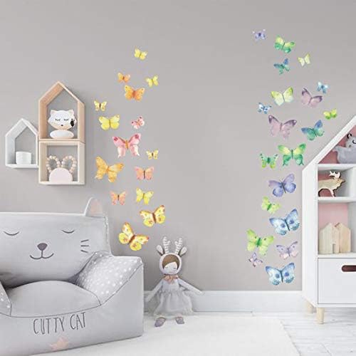 Kath e Cath Butterfly Wall Stickers Decalques de parede de borboleta Decoração de parede Removível para garotas garotos da sala de estar de berçário