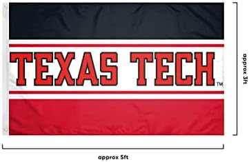 NCAA Texas Tech Red Reds Raiders Unissex Dupla lados 3 'x 5' logotipo da equipe Horizontal Bandal, horizontal 3 'x 5', tamanho