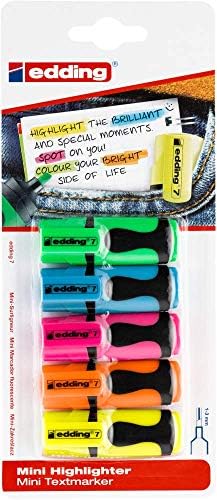 Edding 7 Mini Highlighter - Neon -Kleuren - 5 Highlightermarkers - Beitelpunt 1-3 mm - Marcador Klein em Trendy Kleuren