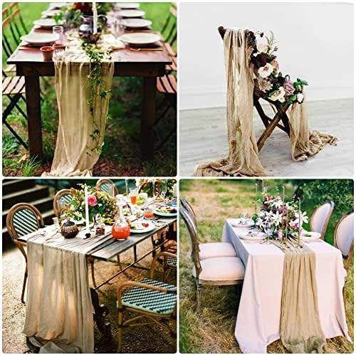 Pacote de 15 pés de queijo de gaze de brecha de 15 pés 35x120 polegadas Boho Table Runner Table Romantic Runner Tabela Longa Tabela para Festa de Aniversário de Casamento