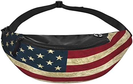 Fanny Packs for Women Mens Fanny Pack Saco de cintura ajustável Pacote Fanny Pack para viajar Casual Casual Ciclismo - Flag vintage American