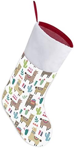 Padrão de alpaca e cacto personalizado meias de natal de natal lareira da família de festas penduradas decorações