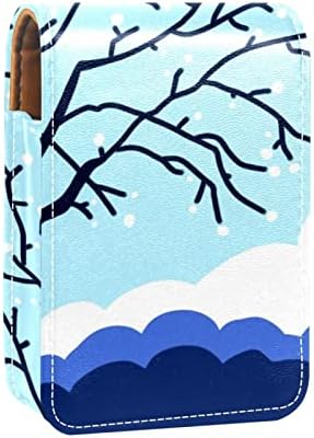 Mini maquiagem de Oryuekan com espelho, bolsa de embreagem Caixa de batom de Leatherette, Árvore de inverno da paisagem de desenho