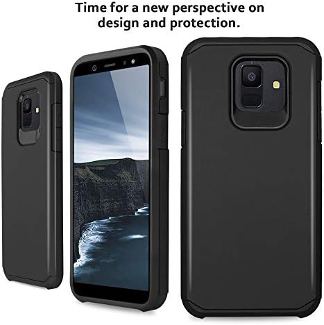 Caixa de telefone TJS Compatível com o Samsung Galaxy A6 2018, Dual Camada Híbrida Proteção à prova de choque impacto Tampa
