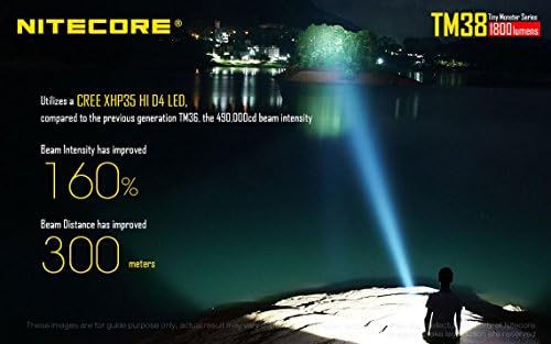 Nitecore TM38 Cree XHP35 HI D4 LANTA DE LED LED LED LED/ Pesquisa -1400 metros com NBP68HD Bateria de bateria e 2x Casos de bateria Eco -Sensa grátis