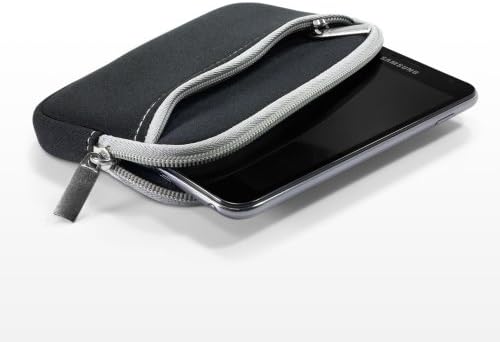 Caixa de onda de caixa para Apple iPhone 12 Pro Max - SoftSuit com bolso, bolsa macia neoprene capa com zíper do bolso para maçã iphone 12 pro max - jato preto com acabamento cinza