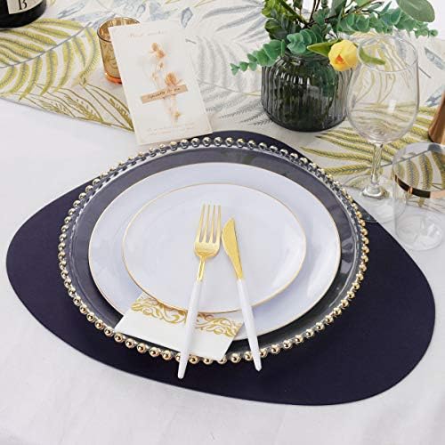 Tapetes de mesa supernais Blue Placemats para mesa de jantar Conjunto de 4 placemats redondos irregulares azuis Fácil de limpar resistente ao calor non Slip