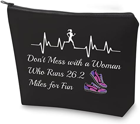 ZJXHPO Running Woman Marathon Cosmetic Bag Não mexa com uma mulher que corre 26,2 milhas para uma bolsa de maquiagem