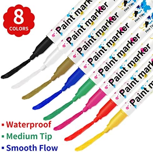 Pens de tinta vitoler canetas - 8 cores baseadas em tinta permanente à base de óleo, ponta média, marcadores de pintura coloridos