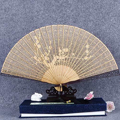 Ventilador dobrável do lyzgf, ventilador de mão dobrando o ventilador chinês de orquídea vintage fã de mão dobrável com molduras de madeira para dobrar o ventilador para dança de casamento decoração de parede de festa de cosplay, k