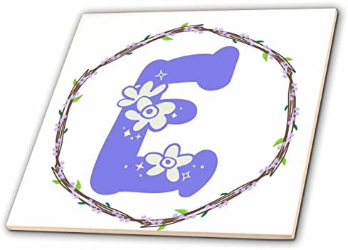 Imagem criativa 3drose da letra E com desenhos florais - azulejos