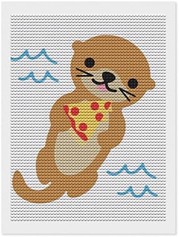 Lontra engraçada com pizza kits de pintura de diamante diy