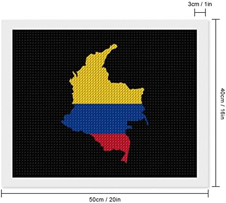 Mapa de bandeira dos kits de pintura de diamante Colômbia 5d DIY Full Drill Rhinestone Arts Decoração de parede para adultos 16 x20