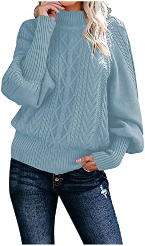 Suéter feminino suéter suéter sólido suéter de cor de cabeça redonda pescoço quente suéter de manga comprida blusas fofas