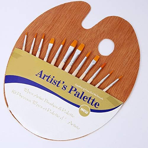 Guangming - pincéis de tinta de artista, kit de pincel acrílico de nylon e paleta de madeira, artes de madeira e artesanato