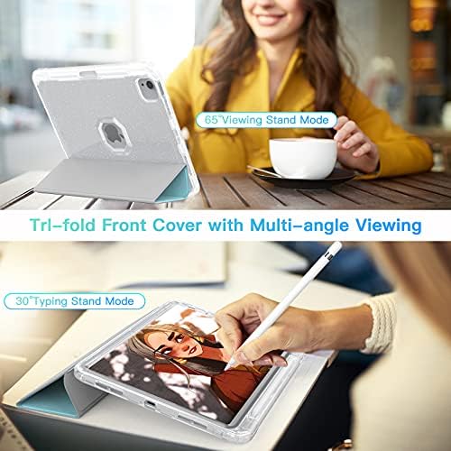 Sevrok New iPad Pro Caso de 11 polegadas 2022/2021/2020 - Tampa traseira transparente de couro brilhante com Apple Lápis Support