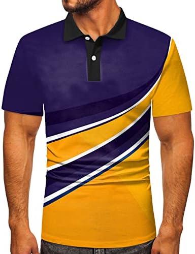 Camisetas de golfe do ZDDO Mens Polo, listras de tênis de tênis de retalhos listradas camiseta