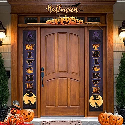 NC Halloween Decorations Cuet Varanda Sinal durável Banners pendurados para decorações de porta da frente interna em casa