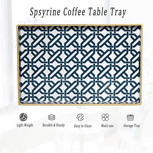 Bandeja de porção branca spsyrine, bandeja de marmoreio de plástico para mesa de café, bandeja decorativa retangular elegante com