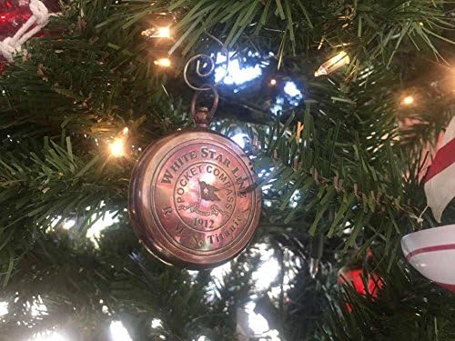 NAUTICALMART ANTIGO RMS RMS Titanic Star Pocket Compass Ornamento de Natal 3