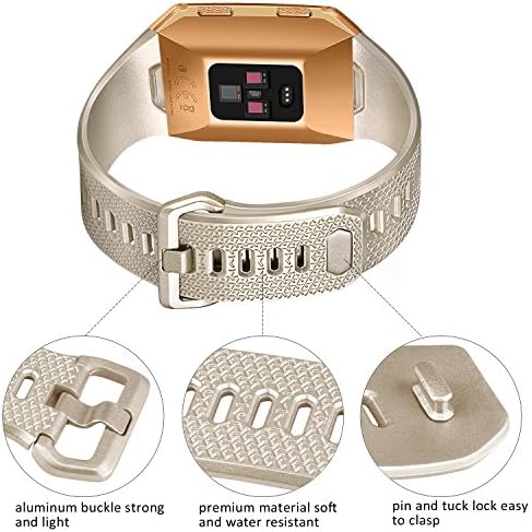 6 bandas esportivas de embalagem compatíveis com bandas iônicas Fitbit para homens, pulseiras de silicone macias de substituição, ouro rosa, prata, ouro, preto, cinza, ardósia, grande