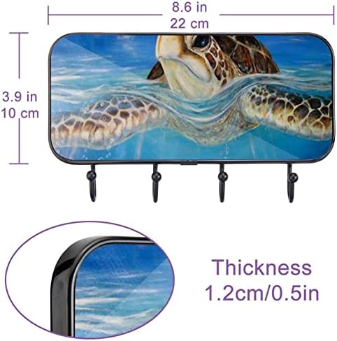 Ganchos de parede de Guerotkr, ganchos pendurados, ganchos pegajosos para pendurar, padrão de animais de tartaruga marinha azul padrão