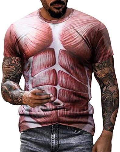 Camisetas de manga curta de verão masculino, rua 3D Muscle Fashion Tshirt Slim Fit Casual Tops