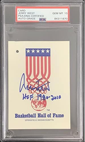 Jerry West assinou o basquete HOF Card Lakers 1980-2010 InscR PSA/DNA Auto Gem 10 - Basquete autografado