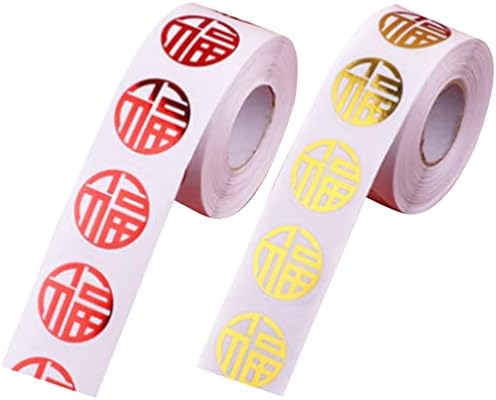 Nuobesty Chinese Fu Personagem Novo Ano Novo, Recursos de adesivos redondos Rótulos chineses Lucky Sealing Stickers para bolsa de