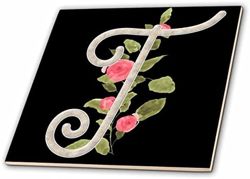 3drose monogram inicial t com lindas flores rosa - telhas