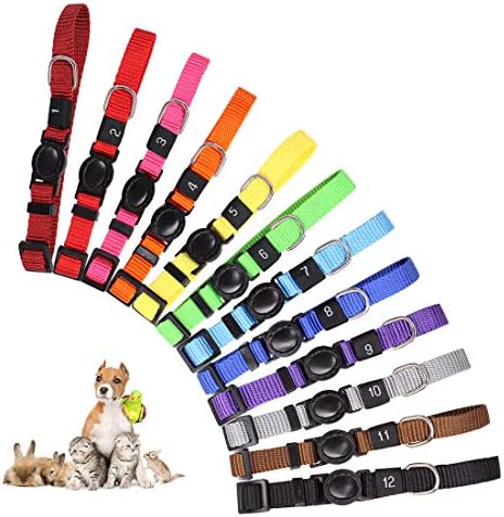 12 PCs/Set Puppy Id Collars Whelping Dog Cat Band Recém-nascido Cores de nylon macio