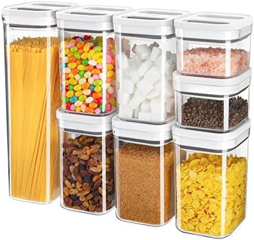 Mr.Siga de 8 peças de recipientes de armazenamento de alimentos de 8 peças, recipientes de organização de despensa de cozinha gratuitos