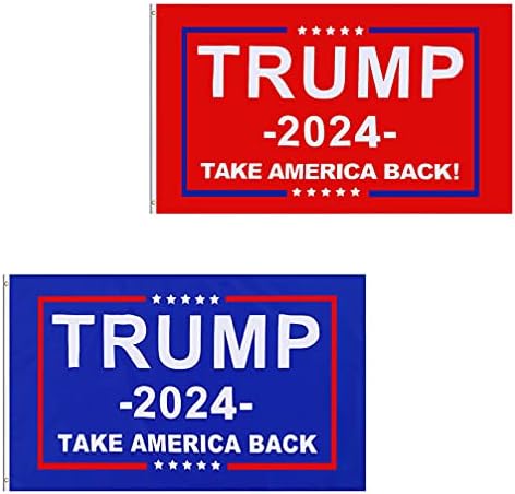 Decoração de Happyyami Decoração ao ar livre 2pcs Donald 2024 bandeiras pequenas Reeleção dos EUA Presidente Take America Back Mini