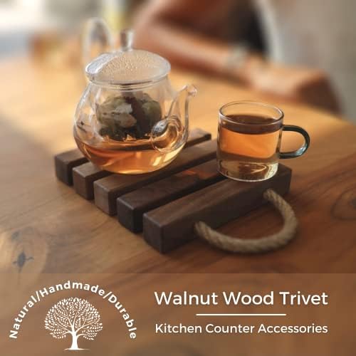 Valete artesanal de madeira de nogueira para pratos quentes, vasos, panelas, bule e mesa, não deslizamento, resistentes ao calor, acessórios