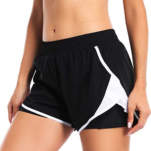Rekita feminino correndo shorts com shorts atléticos de revestimento com bolsos com zíper shorts de treino para mulheres 2