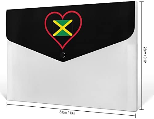Eu amo a pasta de arquivos em expansão da impressão de coração vermelho da Jamaica com 6 bolso de documento portátil de documentos portátil