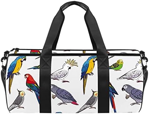 Mamacool papagaio pássaros padrão Duffel ombro bolsa de transporte de lona de lona para ginástica sports dança de viagem weekender