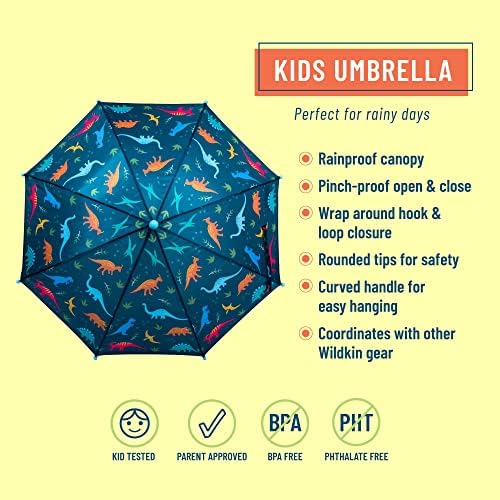 Bolsa de lancheira isolada para crianças Wildkin, guarda -chuva com pacote de botas de chuva tamanho 5 para todas as estações