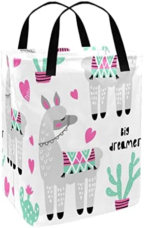 Big Dreamer Cacuts e Llama Print Collapsible Laundry Horse, 60l de lavanderia à prova d'água de lavagem de roupas de roupas de roupas para dormitórios para o dormitório quarto do banheiro