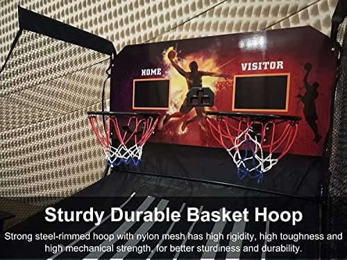 QULACO 2-Player 8 em 1 Game de basquete de arcade interno, arco de backboard dobrável com led de LED duplo com 5