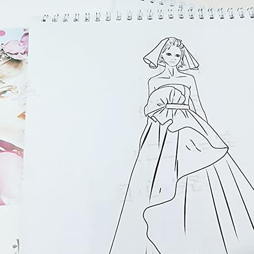 WELLIEST 1PC A4 Caderno de designer de moda, T Moda Ilustração Desenho de Livro de Linha Dotada para Colorir Corpo Designer